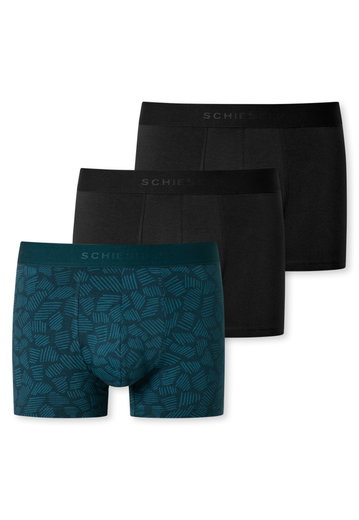 Schiesser Unterwäsche Boxershorts 95/5 Webgummibund blau uni/gemustert Herren - 3 Stück